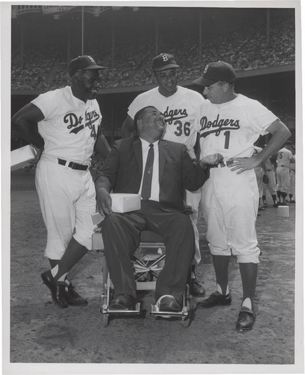 - Robinson, Reese, Campanella and Newcombe on Dodgers Old-Timers Day Baseball Photo by Bob Olen (1964)