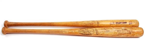 Baseball Equipment - Mud Cat Grant Game Used Bats (2)