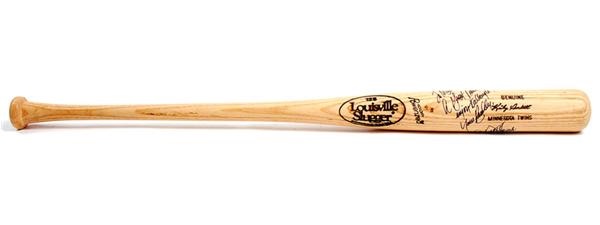 - Kirby Puckett Signed Minnesota Twins Game Bat to Mud Cat Grant