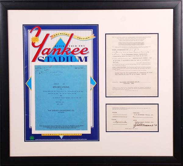 Ernie Davis - Amazing Yankee Stadium Construction Archive with Signed Documents
