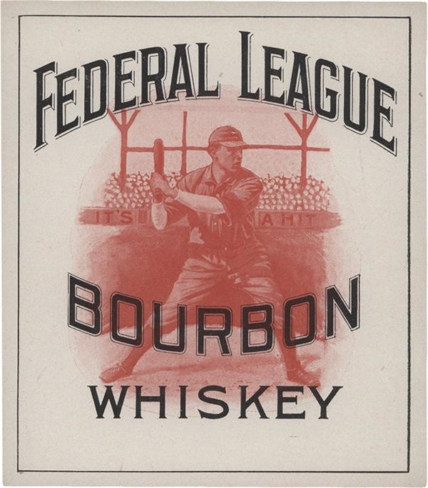 Ernie Davis - Circa 1915 Federal League Baseball Whiskey Label