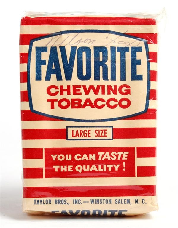 - 1960's Nellie Fox Signed "Favorite Chewing Tobacco" Unopened Pouch