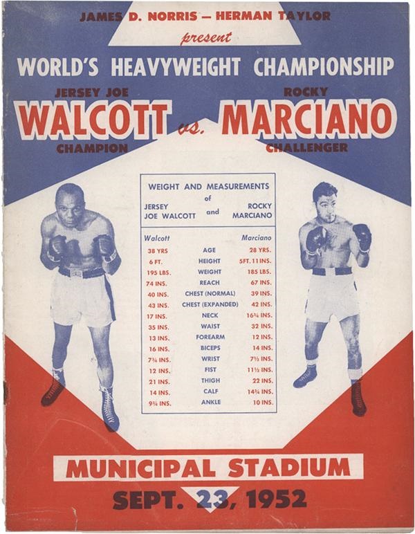 Joe Walcot vs Rocky Marciano Boxing Program (1952)