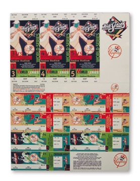 NY Yankees, Giants & Mets - 1999 New York Yankees Playoff/World series Tickets Sheet