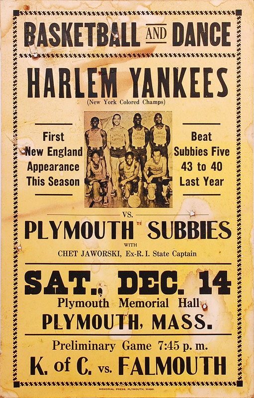 - Harlem Yankees New York Colored Champs Basketball Broadside (1940's)