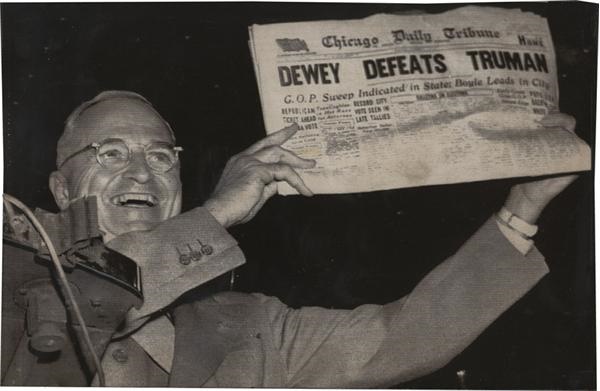 - Famous Dewey Defeats Truman Presidential Wire Photo