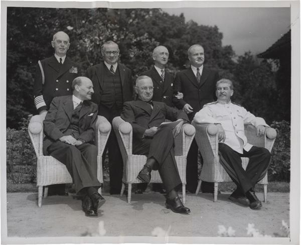 Potsdam Big Three Conference Photo with Truman, Stalin and Churchill (1945)