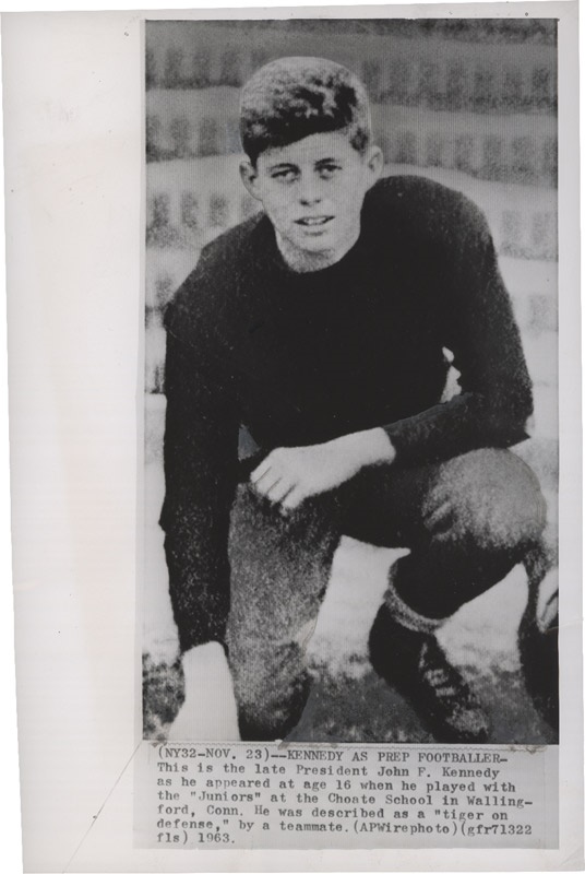 - President John F Kennedy as High School Football Player Photograph (1963)