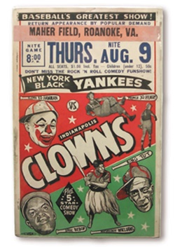 Baseball Memorabilia - New York Black Yankees-Indianapolis  Clowns Broadside