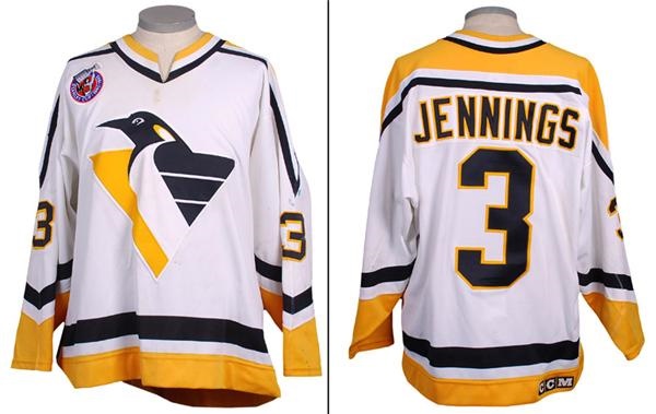 Hockey Equipment - 1992-93 Grant Jennings Pittsburgh Penguins Game Worn Jersey