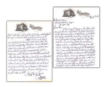 Baseball Autographs - 1938 Bill Klem Handwritten Letter