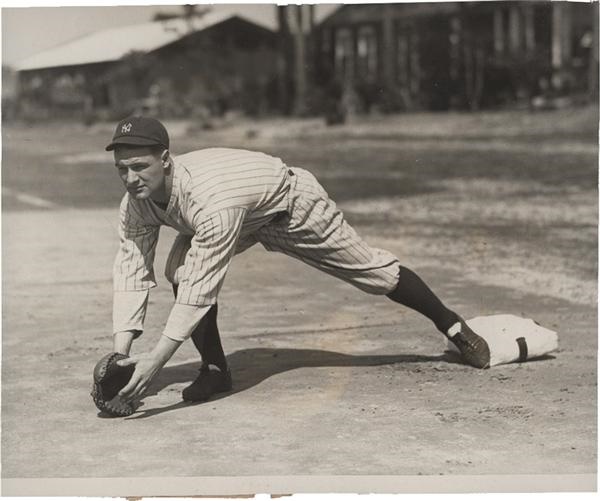 Baseball Photographs - Lou Gehrig Plays 1st Base Photograph (1928)