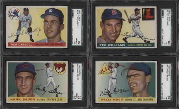 (10) 1955 Topps High Grade Baseball Cards SGC with Ted Williams