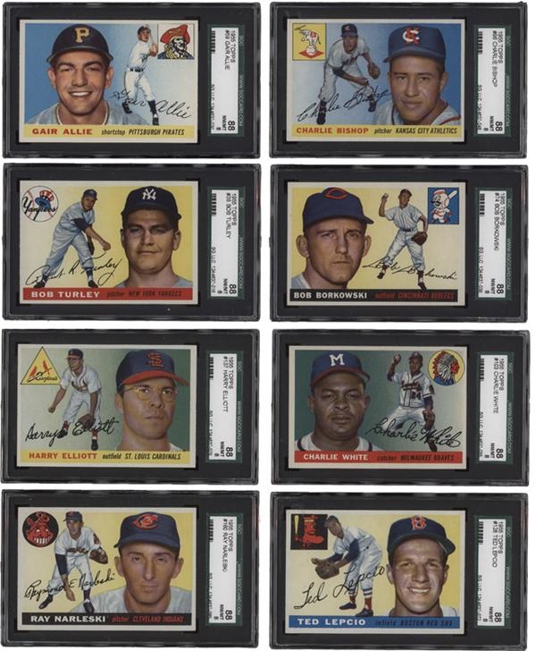 (8) 1955 Topps Baseball Cards All SGC 88 NM/MT 8