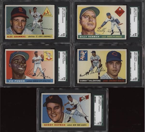 (13) 1955 Topps Baseball Cards All Graded by SGC 84 NM 7