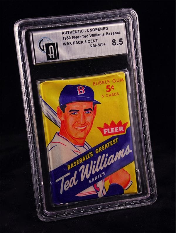 - 1959 Fleer Ted Williams Baseball 5 Cent Wax Pack GAI NM-MT+ 8.5