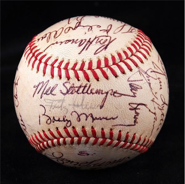 - 1971 New York Yankee Team Signed Baseball with Thurman Munson