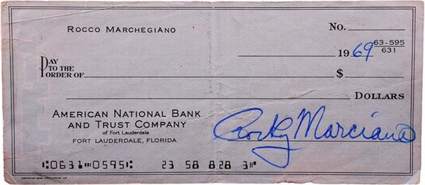 - Rocky Marciano Signed Check
