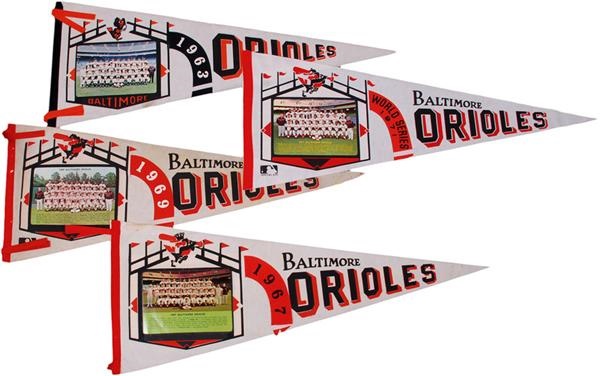 - 1963-1971 Baltimore Orioles Picture Pennants (4)