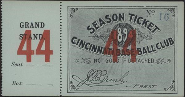 Ernie Davis - 1894 Cincinnati Reds Season Full Ticket