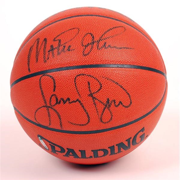 - Magic Johnson Larry Bird Signed NBA Basketball Upper Deck Authenticated