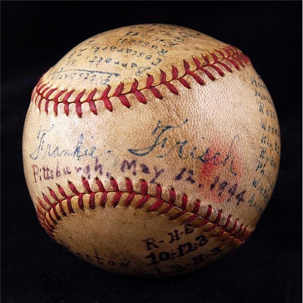 - Frankie Frisch Single Signed Game Used Baseball (1944)