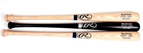 - Chipper and Andruw Jones Braves Game Issued Baseball Bats (3)