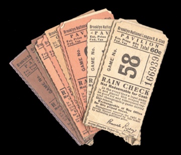 Jackie Robinson & Brooklyn Dodgers - Early Ebbets Field Brooklyn Dodgers Ticket Stub Collection