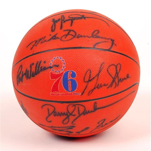 - 1977 Philadelphia 76ers Team Signed Mini Basketball