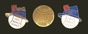 Jackie Robinson & Brooklyn Dodgers - Brooklyn Dodger Phantom World Series Press Pins (3)