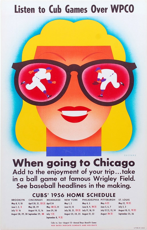 - 1950s Chicago Cubs Schedule Broadside/Poster