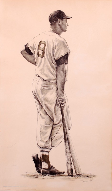 - 1950's Ted Williams Lithograph by Robert Riger
