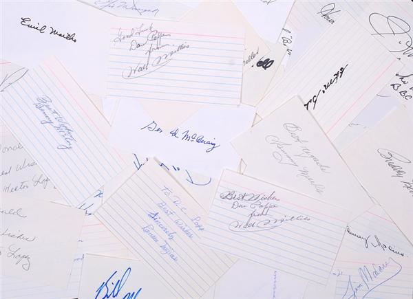 - Large Collection of Baseball Signed 3x5&quot; Index Cards (1298)