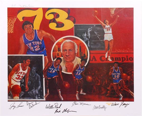 - 1973 New York Knicks Signed Artist Proof Lithograph