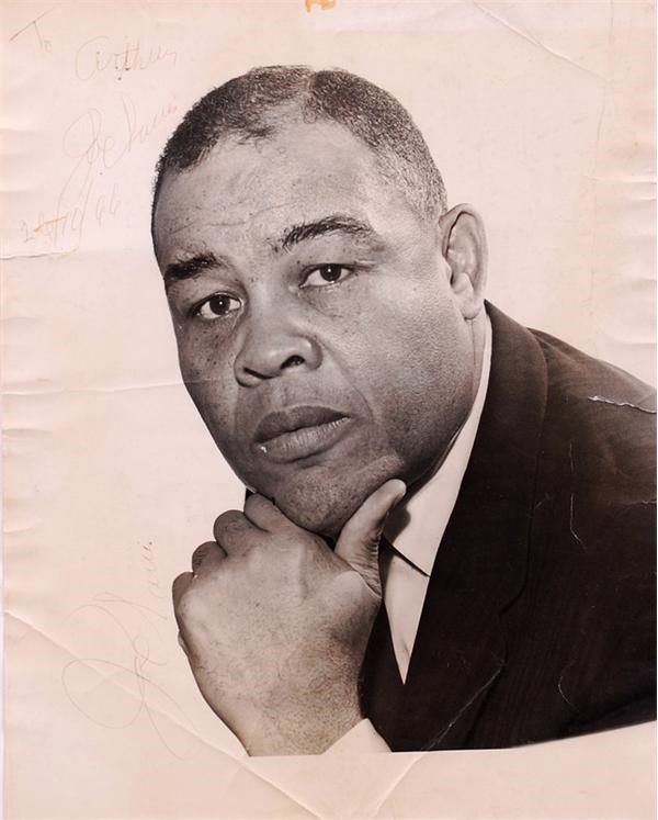 - Joe Louis Signed 12 x 15 Photo with Two Signatures (1966)