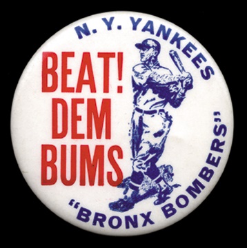 Jackie Robinson & Brooklyn Dodgers - 1950's "Beat Dem Bums" World Series Pin (2" diam.)