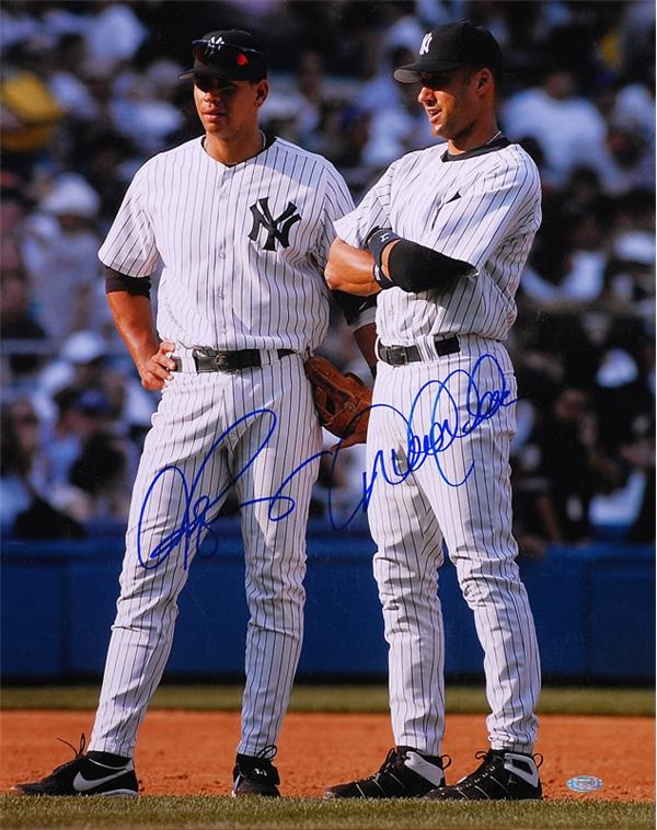 Baseball Autographs - Alex Rodriguez and Derek Jeter Signed 16 x 20 Photo Steiner