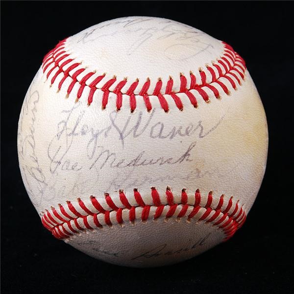Baseball Autographs - Lloyd Waner and Joe Medwick Signed Old Timers Baseball