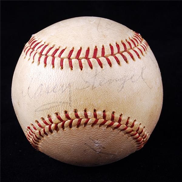 Baseball Autographs - Casey Stengel Signed Old-Timers Baseball