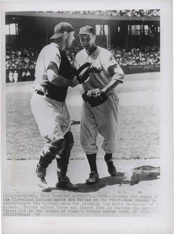 - Jim Hegan Indians Baseball Photos w/ Bob Feller No-Hitter (12)