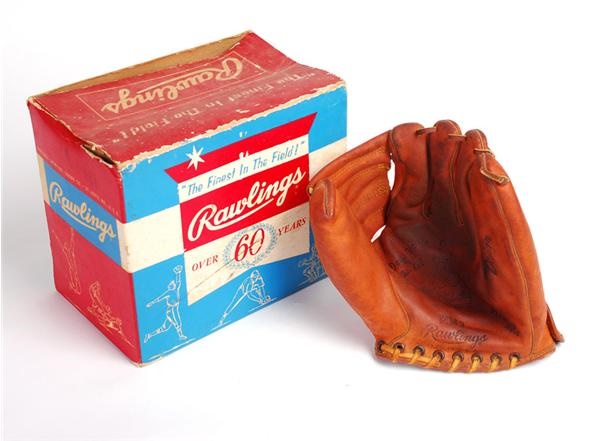 Ernie Davis - 1950's Mickey Mantle Model Child's Baseball Glove with Original Box