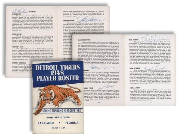 Baseball Autographs - 1948 Detroit Tigers Team Signed Roster with Billy Evans