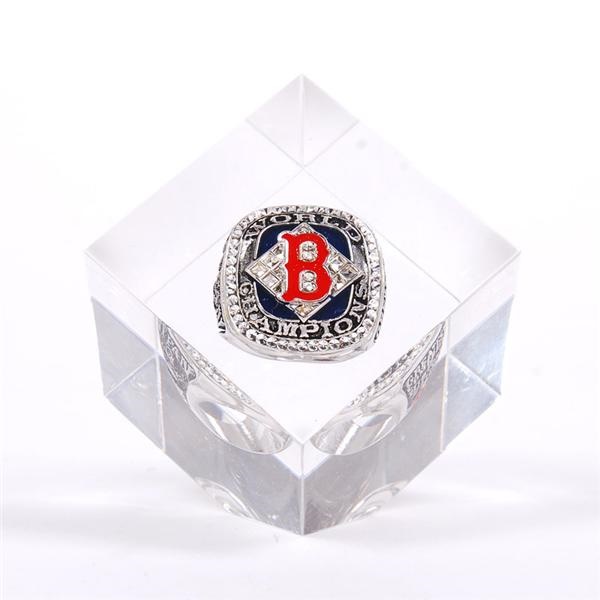 Ernie Davis - 2004 Boston Red Sox World Championship Ring In Lucite