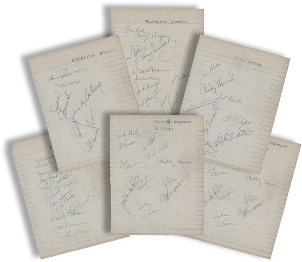 - 1950's NBA Basketball Team Signed Sheets with 71 Signatures