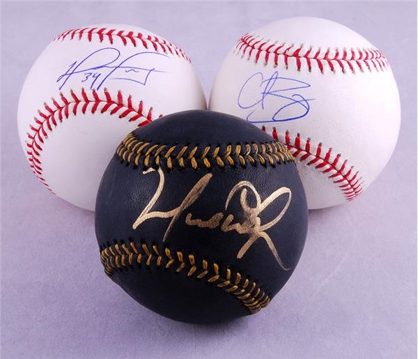 Baseball Autographs - David Ortiz, Manny Ramirez and Curt Schilling Signed Baseballs (3)