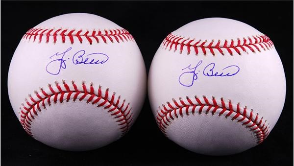 Baseball Autographs - Yogi Berra Single Signed Baseballs (2)