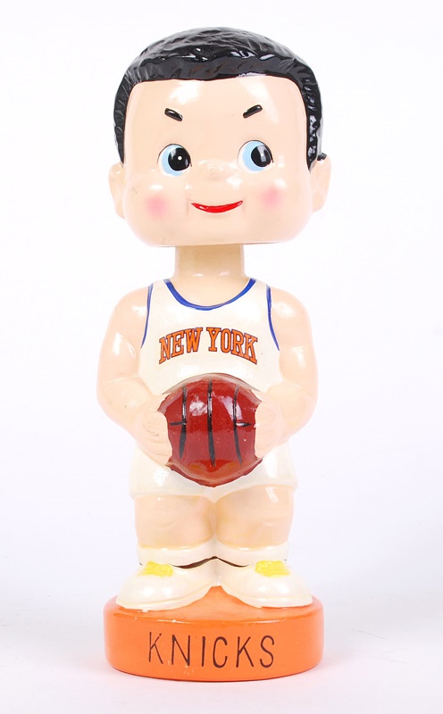 - Large New York Knicks Bobbin Head Doll Bank Signed by Dave Debusschere