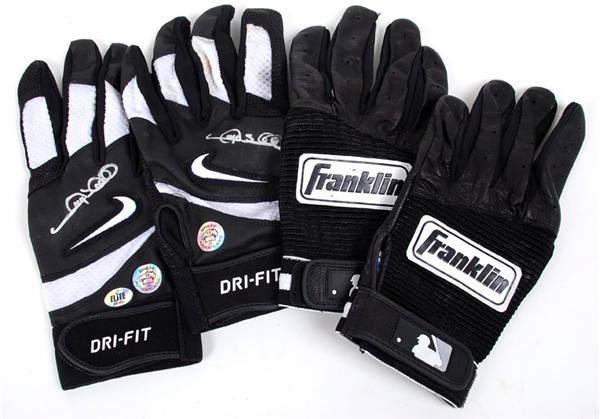 - Magglio Ordonez and Gary Sheffield Signed Game Used Batting Gloves (2)