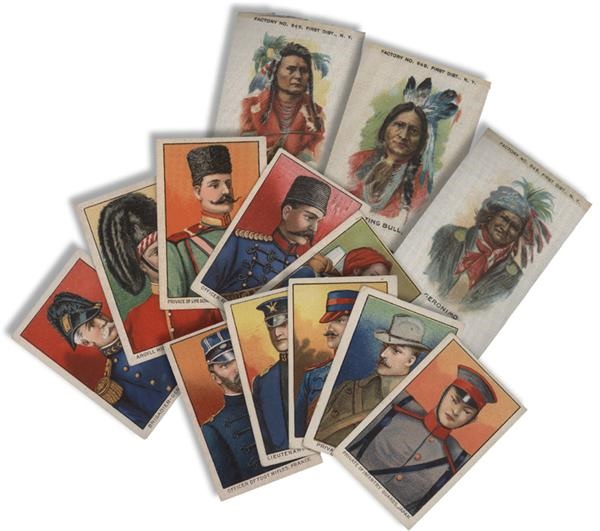 Nonsports Trading Cards - Collection of T79 Military Tobacco Cards (21) and Native American Indian Chiefs Tobacco Silks (3)