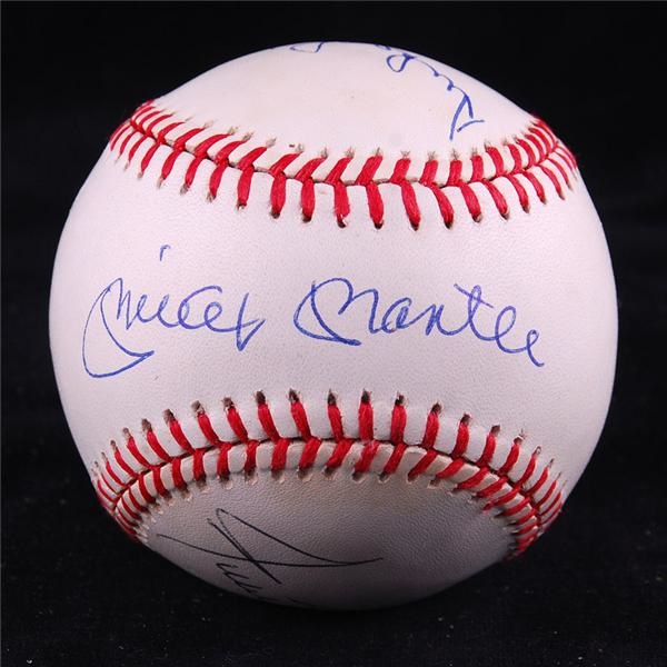 - Mickey Mantle, Willie Mays, Duke Snider Signed Baseball